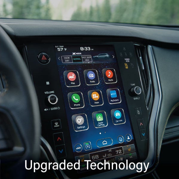 An 8-inch available touchscreen with the words “Ugraded Technology“. | Romano Subaru in Syracuse NY
