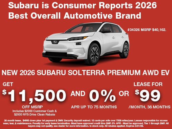 New 2026 Subaru Solterra Premium EV $99/Mo Lease