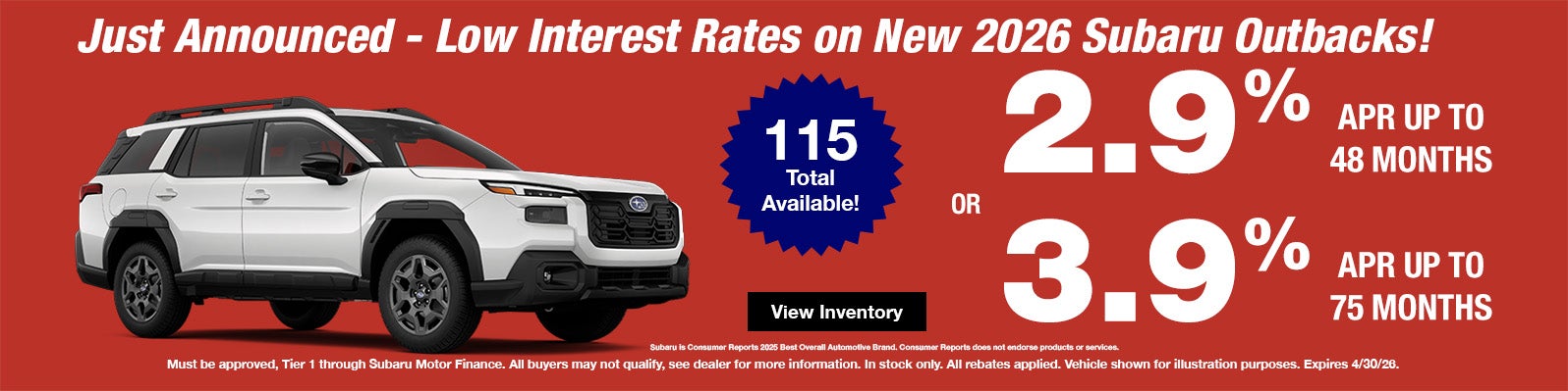 Special APR on New 2026 Outbacks