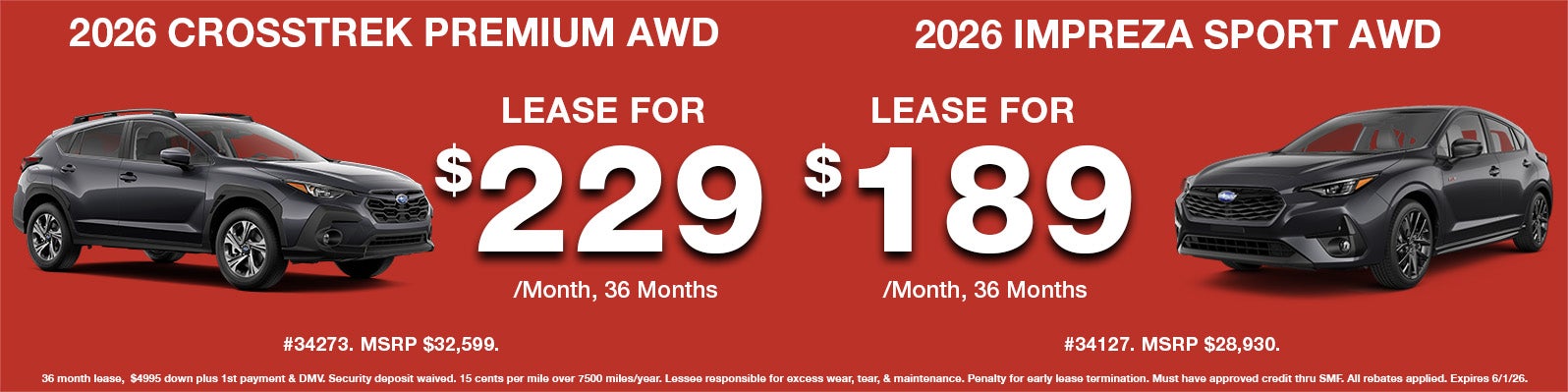 New Crosstrek & Impreza Leases