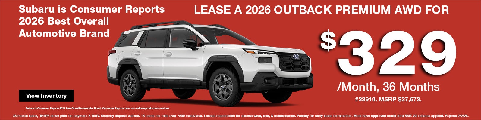 New 2026 Outback Premium Lease