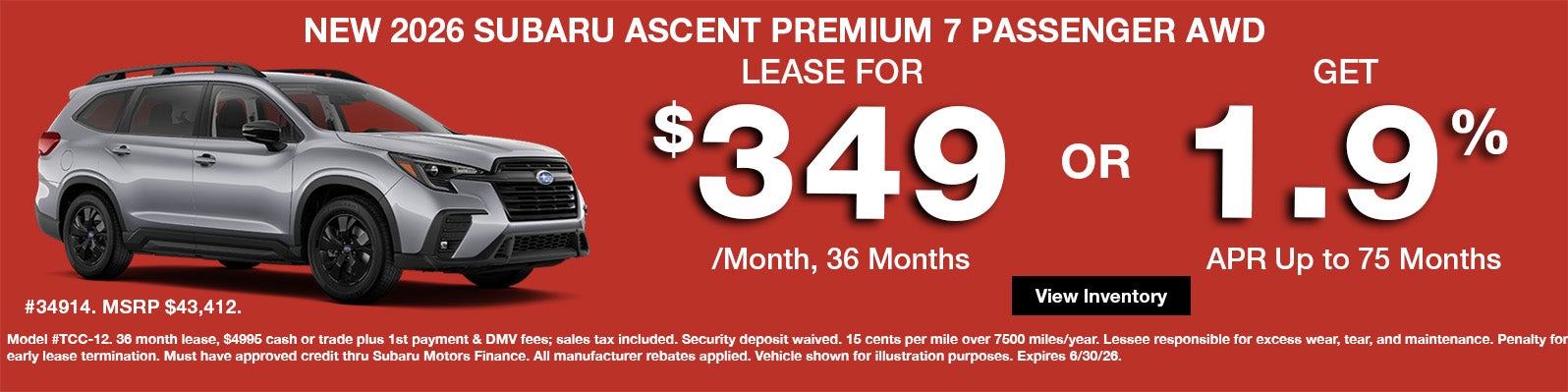 New 2026 Ascent offers