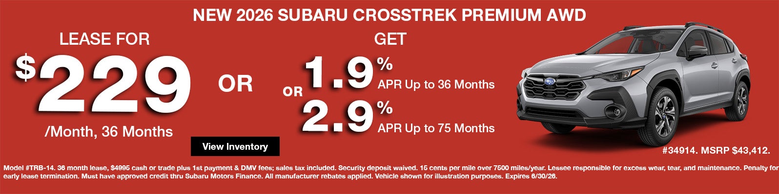 New 2026 Crosstrek offers