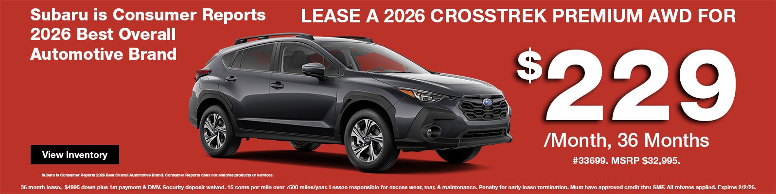 New 2026 Subaru Crosstrek Premium Lease